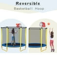 thumbnail image 4 of EUROCO 65" Trampoline for Kids - 5.5FT Outdoor & Indoor Mini Toddler Trampoline with Enclosure, Basketball Hoop and Ball Included, 4 of 6
