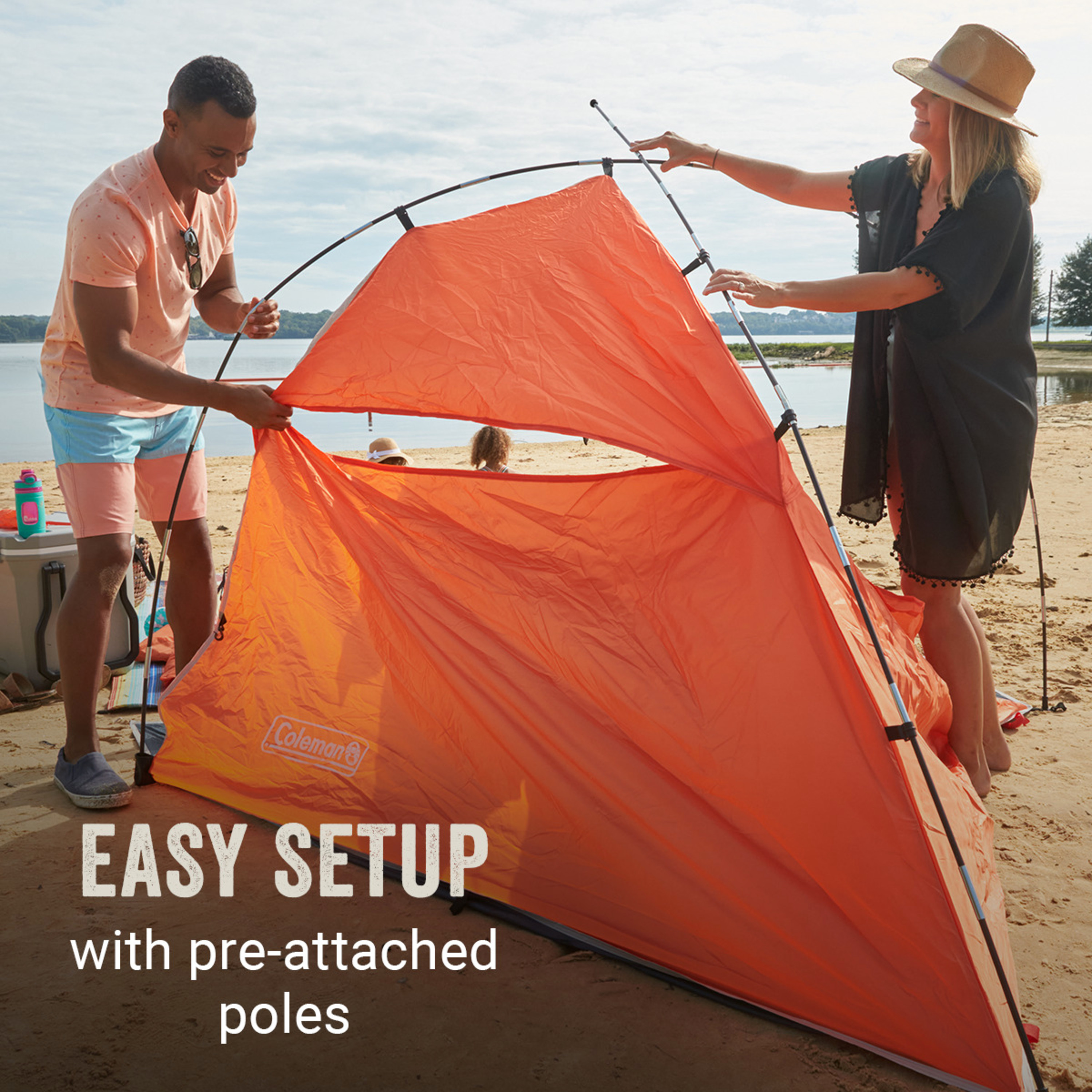 Coleman Skyshade Large Compact Beach Shade, Tiger Lily Orange, Sun Shade & Shelter, UV Protectant (UPF 50+) Shade Tent - image 3 of 9
