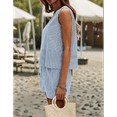 thumbnail image 5 of Women'S Summer 2 Piece Outfits Sleeveless Tank Top Matching Shorts Sets Cotton Striped Sweatsuits Blue M, 5 of 7