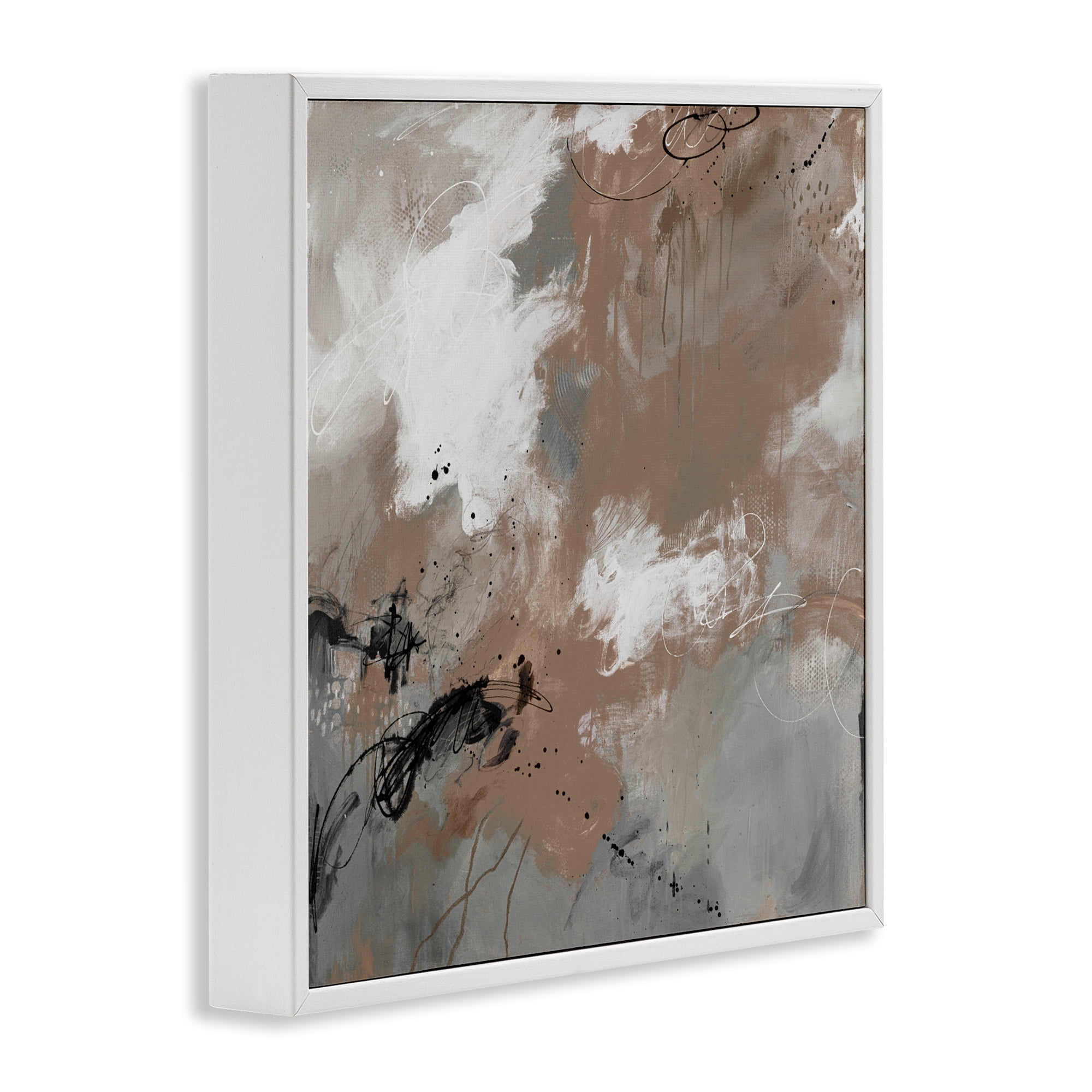 Stupell Industries Brown & Grey Brushwork White Framed Giclee Art, design by Ruth Fromstein