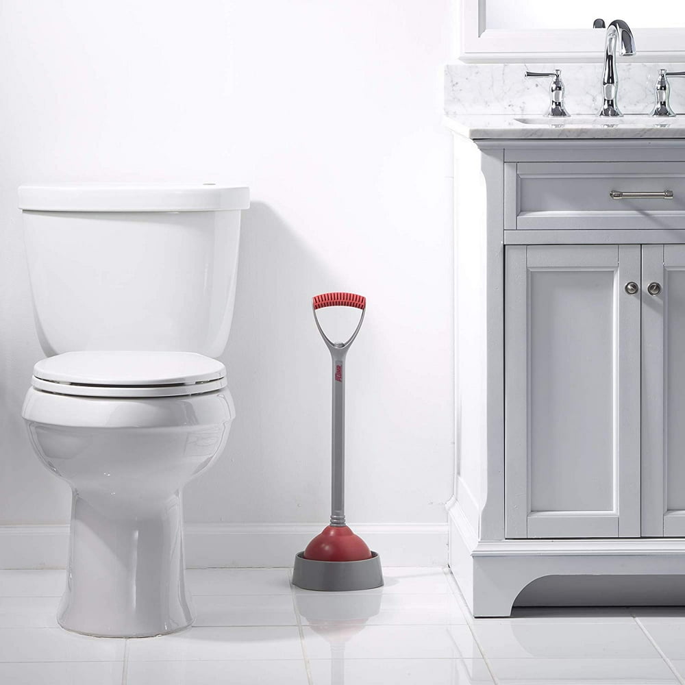 Liquid Plumber Deluxe Toilet Plunger & Caddy Keeps Floors Dry & Clean