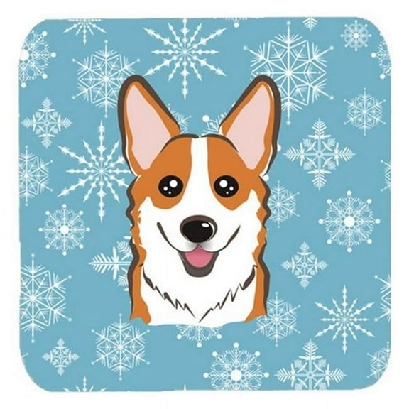 Snowflake Red Corgi Foam Coasters, Set Of 4