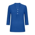 thumbnail image 2 of Cilsoka Womens 3/4 Sleeve Tops Dressy Casual V Neck Work Blouses Loose Fit Business Button Down Shirts, 2 of 4