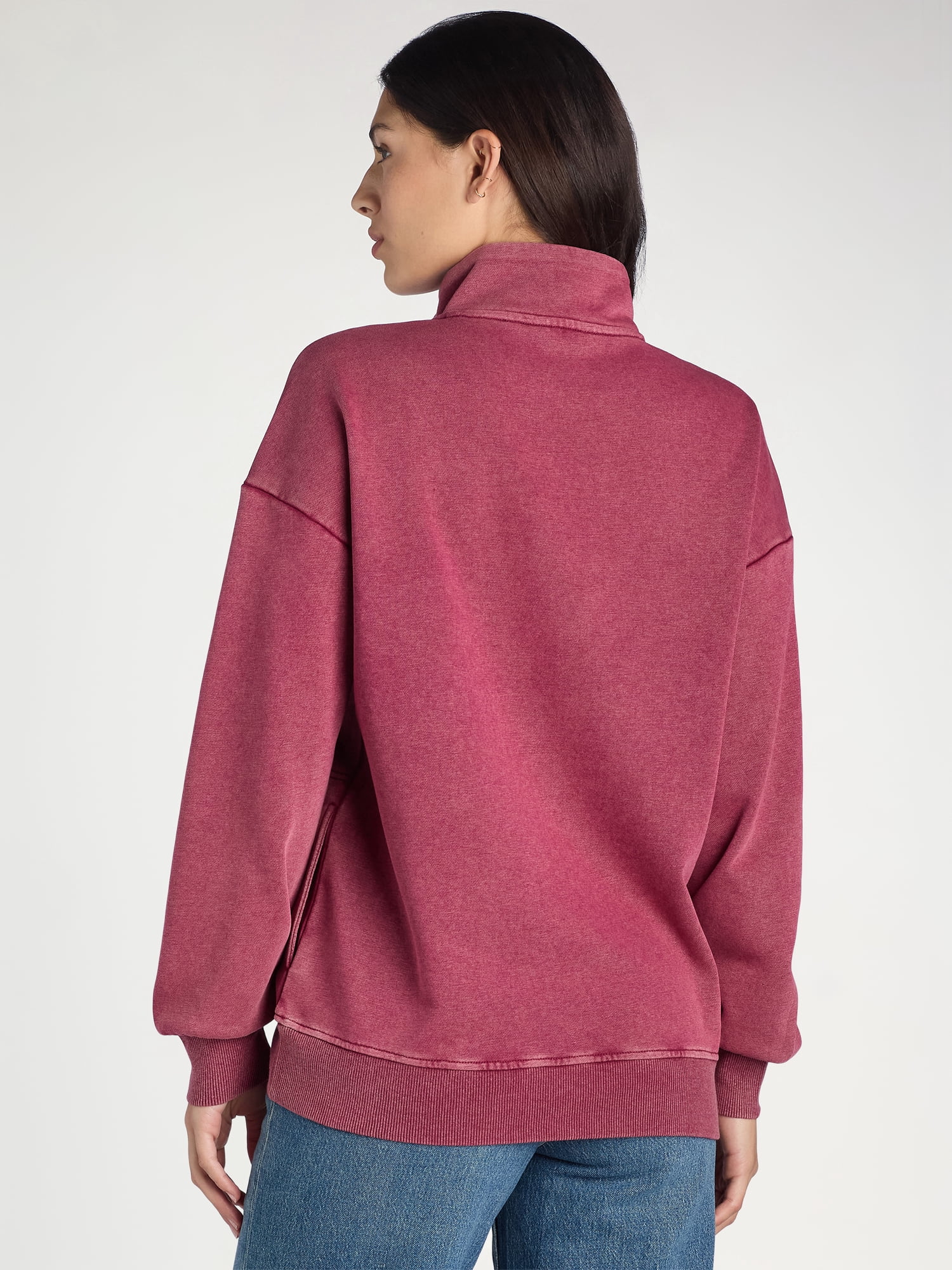 Time and Tru Women's Mock Neck Henley Pullover Sweatshirt, Sizes XS-XXXL