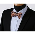 thumbnail image 4 of HISDERN Orange Plaid Self Tie Bow Tie for Men Formal Tuxedo Bowties Handkerchief Bow Ties Set, 4 of 7