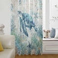 thumbnail image 6 of Teal Turtle Coastal Sheer Curtains 72 Inches Long, Summer Beach Coral Nautical Ocean Light Filering Curtains, Breathable Simi Curtain Privacy Drapes for Living Room Bedroom Window Treatment, 6 of 9