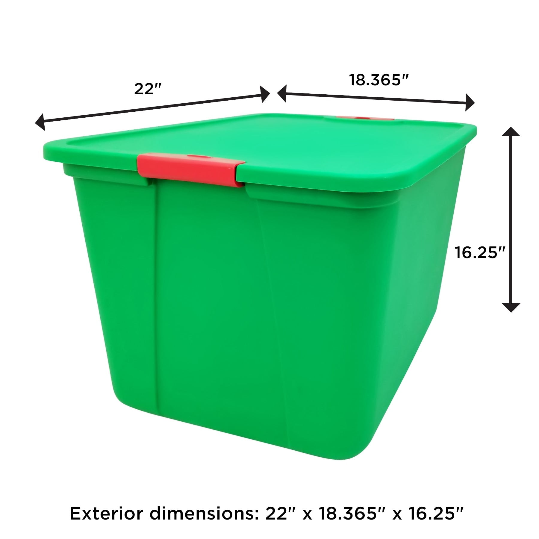 Mainstays 20 Gallon Red Storage Container, Green Latches, Set of 8 