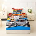 thumbnail image 4 of Castle Fairy Cartoon Racing Car Twin Sheet Sets 3pcs for Kids, Race Track Art Bedding for Bedroom, Blue Red, 4 of 6