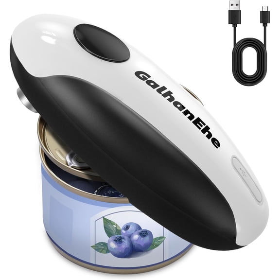 Rechargeable Electric Can Opener for Kitchen Seniors- One Touch Automatic Opener, Battery Operated, Cordless, Handfree, Smooth Edge, Fits Most Sizes