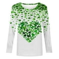 thumbnail image 4 of Women Long Sleeve Tops Green Shamrock Graphic Shirt Round Neck Pullover Tees St. Patrick's Day Printed Tshirt s, 4 of 5