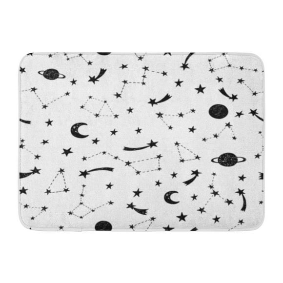JSDART Pattern Night Sky Shining Stars Constellations Planets Meteorites Black Doormat Floor Rug Bath Mat 30x18 inch