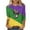 A010 Purple, variant on qolati Mardi Gras Shirts for Women 3/4 Length Sleeve Mardi Gras Day Tshirt Plus Size Crewneck Tunic Tops Masks Graphic Holiday Outfits