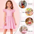 thumbnail image 7 of Benylion Girls Pink Plaid Party Dress 5-6T - Fashion Doll Style Gown for Role Play & Birthday Parties, 7 of 7