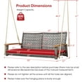 thumbnail image 3 of Gymax Rattan Patio Porch Swing 2-Person Cushioned Swing Chair Bench w/ Hanging Ropes Red, 3 of 8