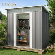 6x4 ft Outdoor Storage Shed with Double Lockable Doors - Weather-Resistant Garden Shed in Gray
