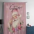thumbnail image 5 of Pink Christmas Semi Sheer Curtains Drapes for Living Room, Bedroom, French Doors Window 96 Inches Long, Santa Winter Snowflake Botanical Rustic Rod Pocket Chiffon Curtain Drapery Voile Drape Panel, 5 of 6
