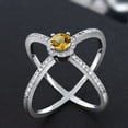 thumbnail image 3 of Gem Stone King 1.54 Ct Round Yellow Citrine 925 Sterling Silver Criss Cross X Ring (Size 7), 3 of 5