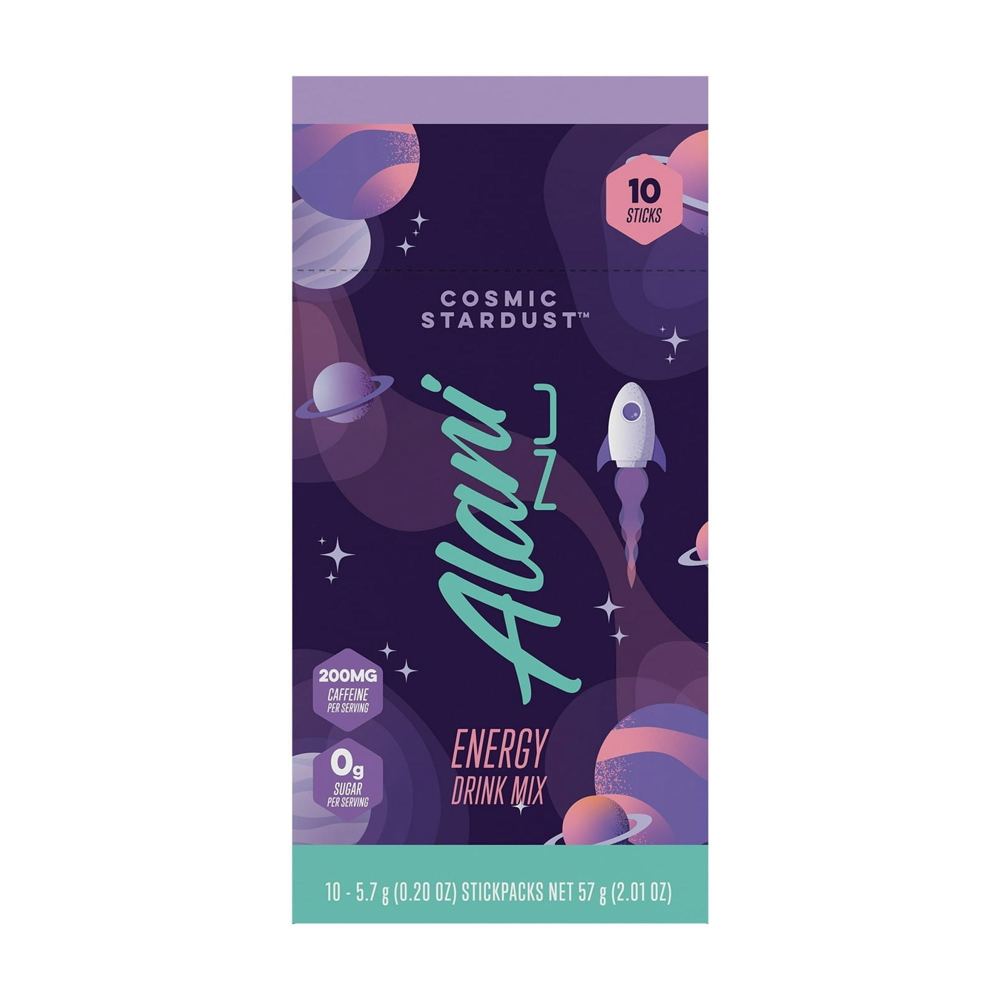 Alani Nu Energy Sticks, Cosmic Stardust, 10 Count, 200mg Caffeine, Zero Sugar - pack of 2