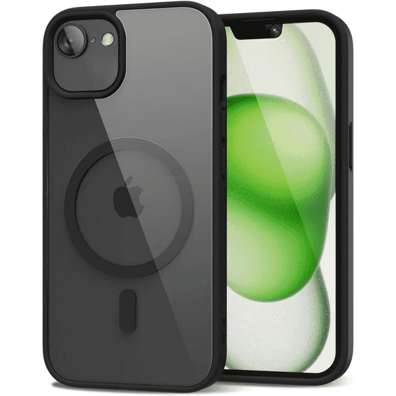Entronix Magnetic Clear Case Compatible with iPhone 16E, Soft Edges Transparent Cover, Black