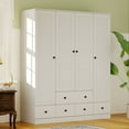 Wardrobe Armoire Closet 59"W Large Freestanding Wardrobe White