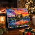 thumbnail image 4 of 2027 Desk Calendar, 12-Month Floral Desktop Flip Calendar, January to December Monthly Planner with Twin Wire Binding, Home Office Schedule Organizer, 4 of 8