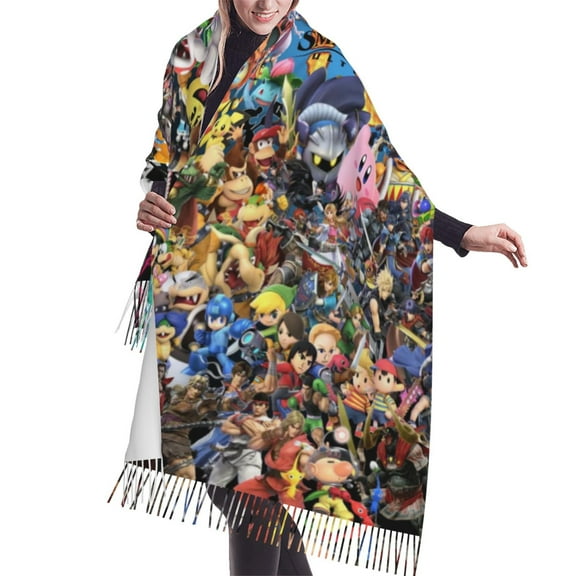Super Smash Bros Ultimate Shawl Wrap For Womens Winter Warm Long Soft Scarf Pashmina Shawl Scarves