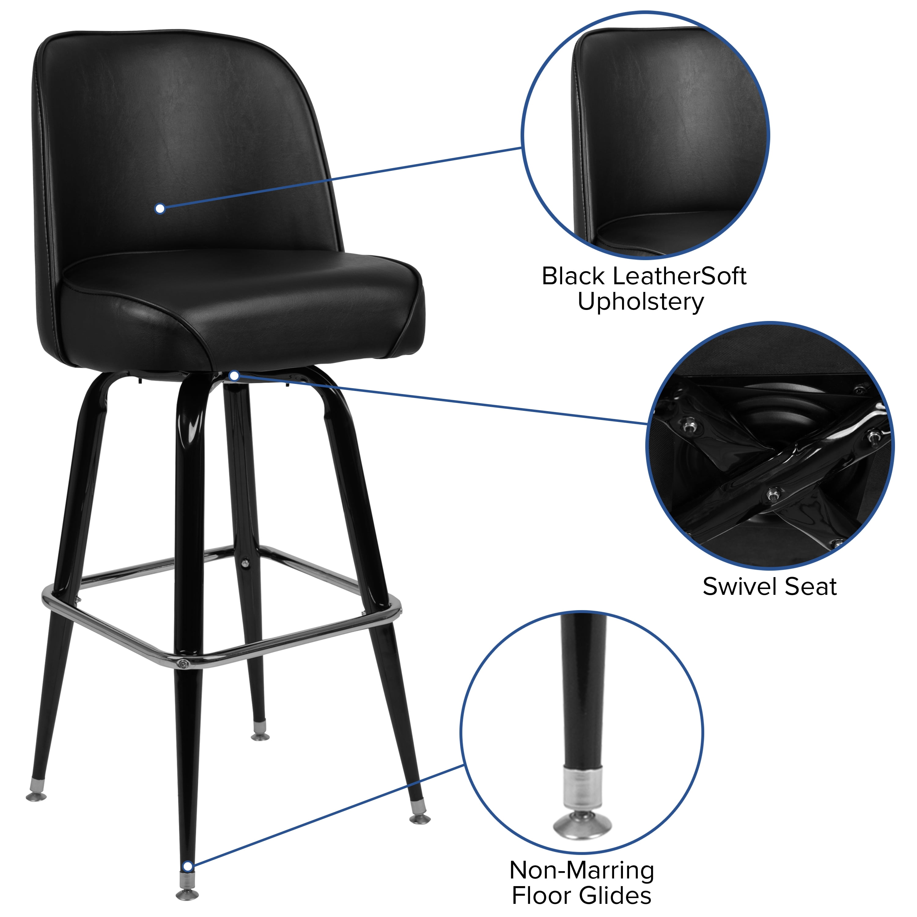 Flash Furniture James Metal Barstool with Swivel Bucket Seat