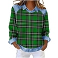 thumbnail image 1 of Camiseta de manga corta de cuello redondo casual de la mujer de verano, girar cuello abajo para la primavera, 1 of 5