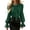 Green, variant on Layered Ruffle Front Tie Collared Blouse Puff Shoulder Flare Cuff Long Sleeve Elegant Office Top for Women Spring Fall Daily Wear S-3XL