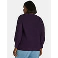 thumbnail image 3 of Terra & Sky Women's Plus V-Neck Pointelle Knit Sweater, Midweight, Sizes 1X-5X, 3 of 5
