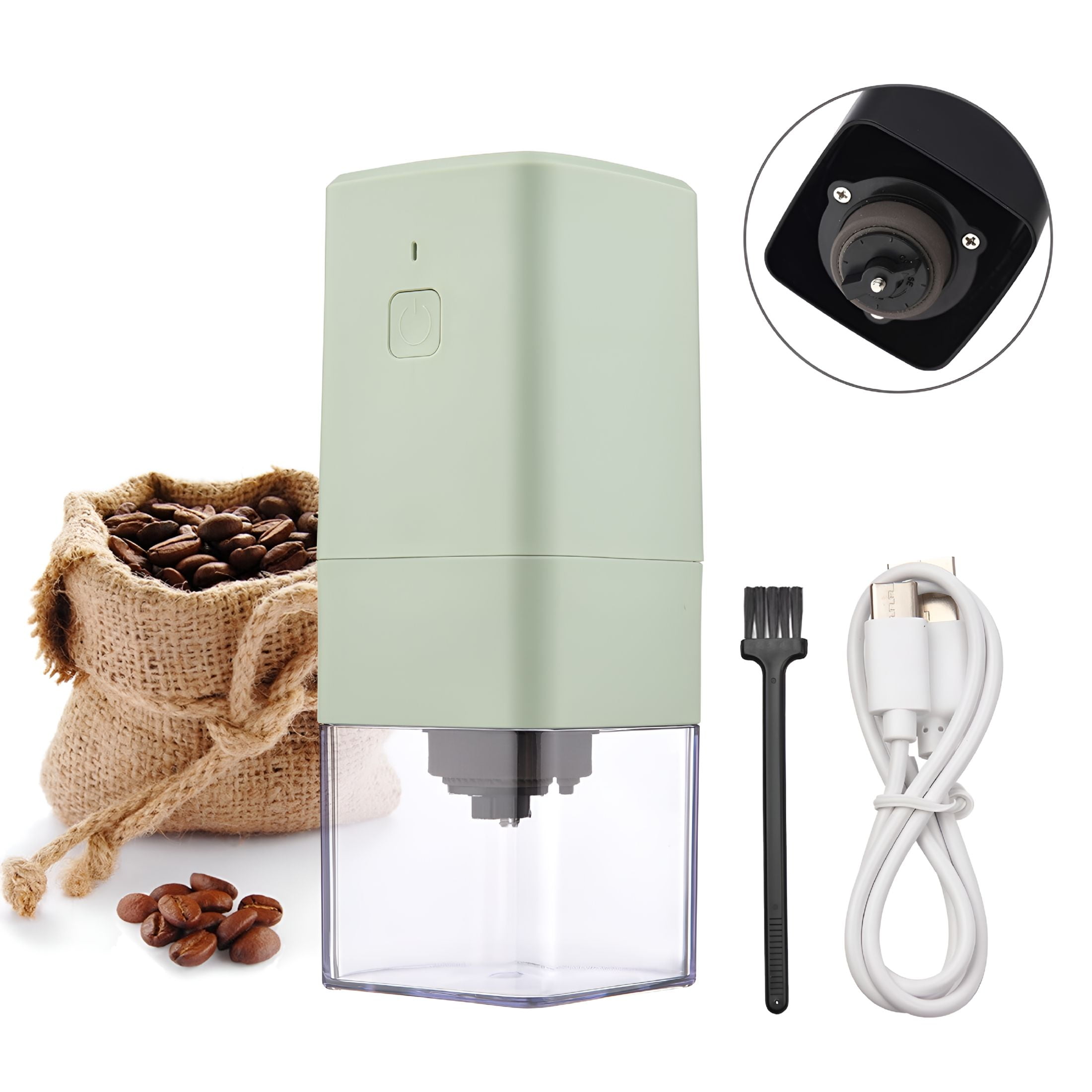 ZEPARO Portable Mini Electric Burr Coffee Grinder with Adjustable Coarse Fine Grinding Removable Chamber for Home Travel Office Coffee Shop Coffee Burr Grinder