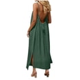 thumbnail image 3 of Gubotare Women's Maxi Dresses for Women Casual Long Summer Sun Dresses 2026 Spaghetti Strap Hawaiian Vacation Outfits for Women (Dark Green,M), 3 of 7