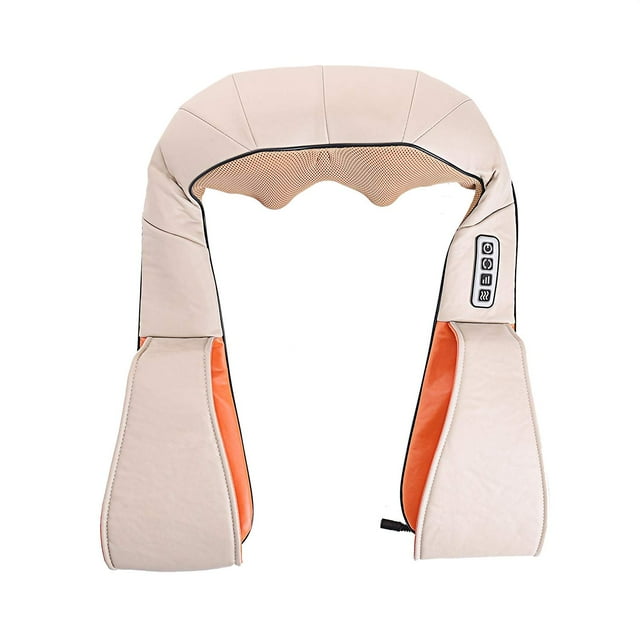 Electric Shiatsu NECK & BACK MASSAGER with Heat - 8 Deep Kneading Rollers , Dual Direction , Multi-Speed Modes to Relieve Headaches , Muscle Stress and Cramps , Tension , Joint Pain , and Circulation