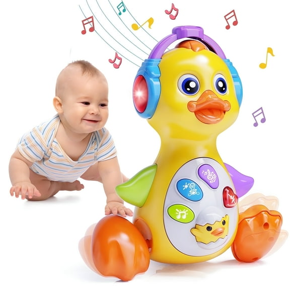Wanonoo Crawling Duck Baby Toy, Dancing Tummy Time Infant Toys 0-3-6 6-12 12-18 Months with Music & Light, Educational Learning Toys for Toddlers, Birthday Gifts 1 Year Old Boy Girl