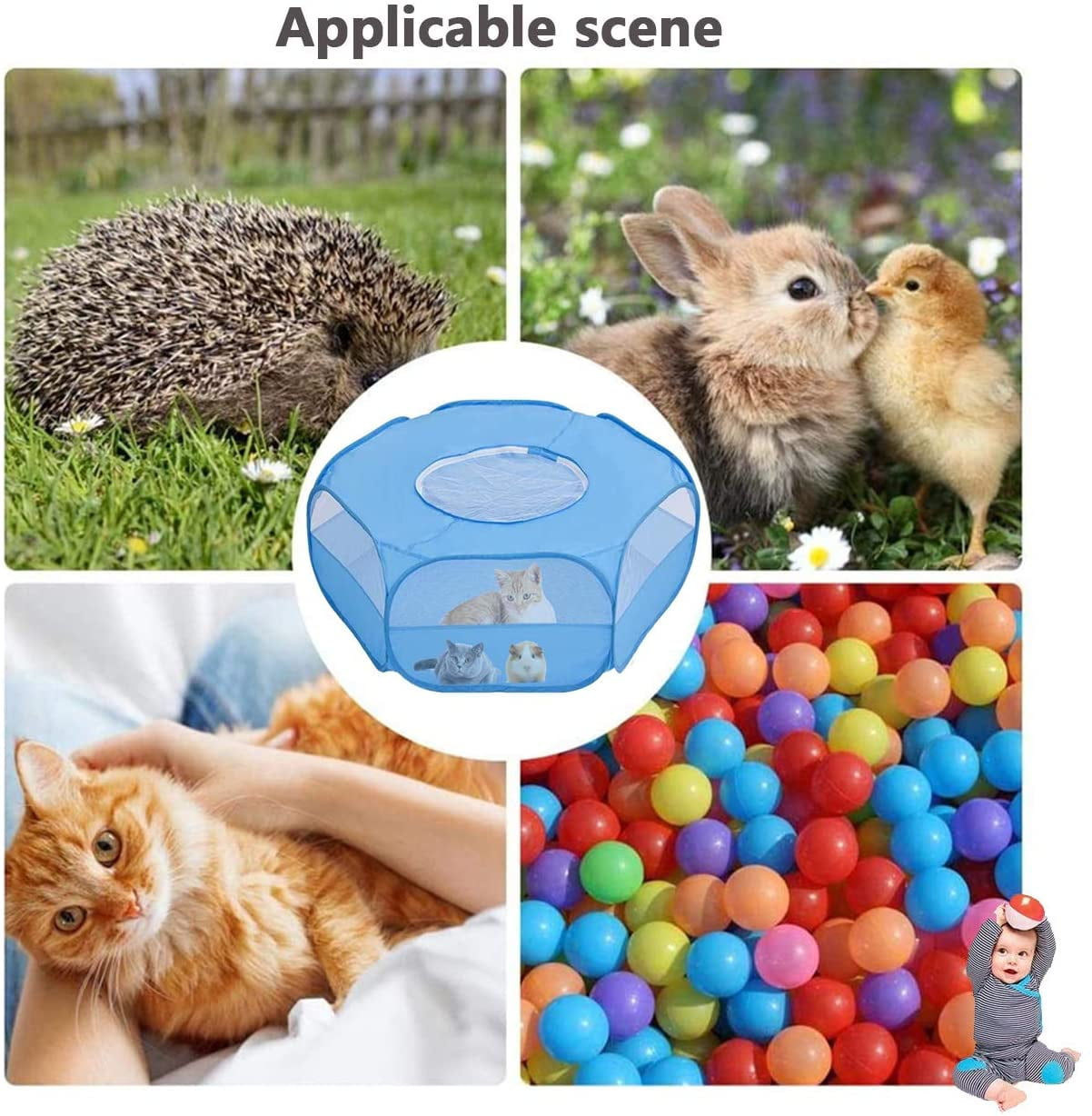 Small animal baby playpen with anti-escape portable breathable waterproof indoor playground fence cage cat puppy guinea pig hamster chinchilla rabbit