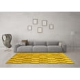 thumbnail image 3 of Ahgly Company Machine Washable Indoor Round Abstract Yellow Modern Area Rugs, 5' Round, 3 of 4