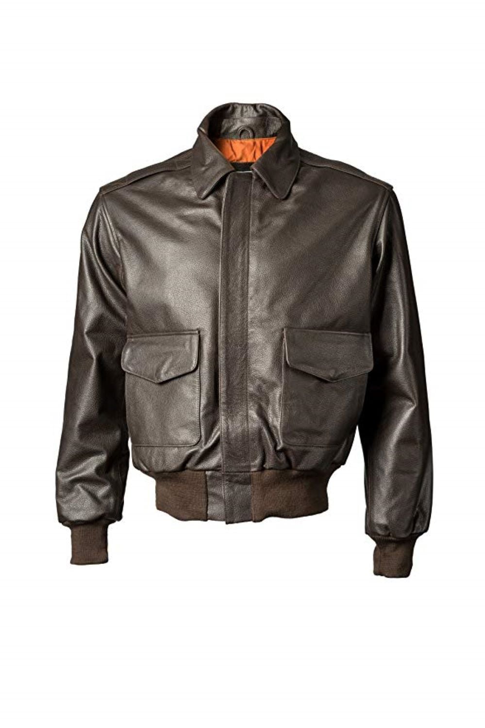 John Ownbey Men's Leather A-2 Style Jacket – Brown 48