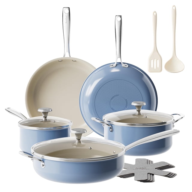 Juego de utensilios de cocina Redchef Ceramic Antiadherente de 14 piezas con mango de acero inoxidab