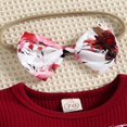 thumbnail image 4 of Infant Romper Dress Letter Embroidery Ribbed Floral Print Bodysuit, 4 of 6