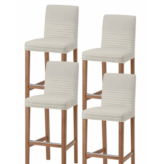 Grey Striped Bar Stool Covers Set of 4, Vintage Stripes Ombre Stretch Washable Bar Chair Covers with Backs, Removable Pub Counter Height Chair Cover for Kitchen Dining Room Cafe