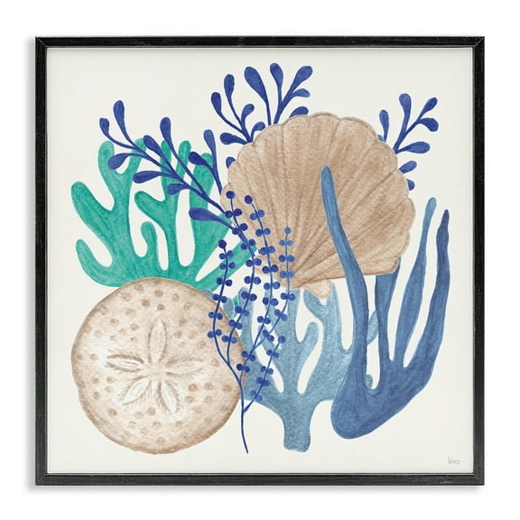 Stupell Industries Coastal Sea Life Nautical & Beach Painting Black Framed Art Print Wall Art, 12 x 12