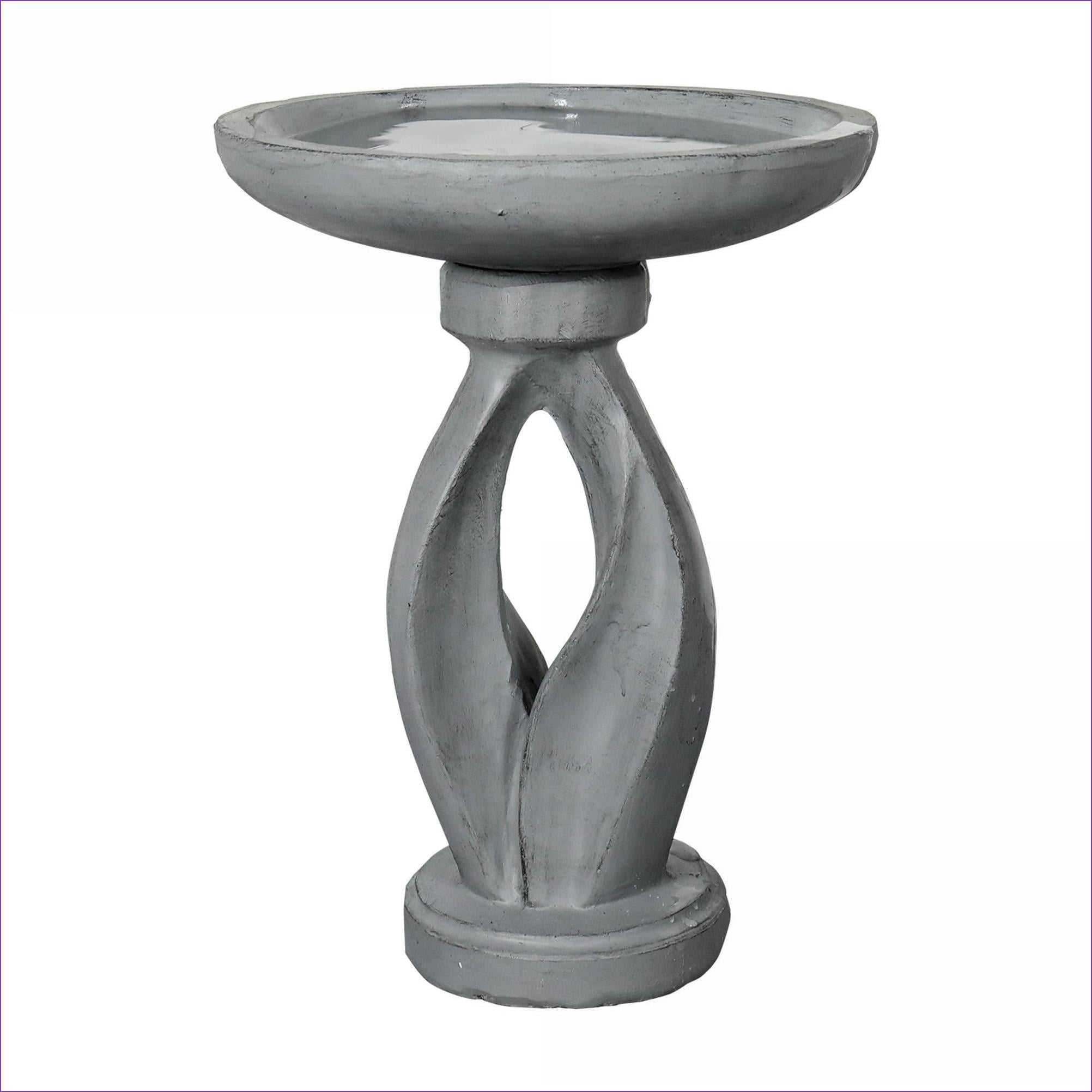 Bird Baths | Modern 21.8" Tall Outdoor Bird Bath for Garden, Yard, Patio | Concrete Cement | Single Tier Pedestal