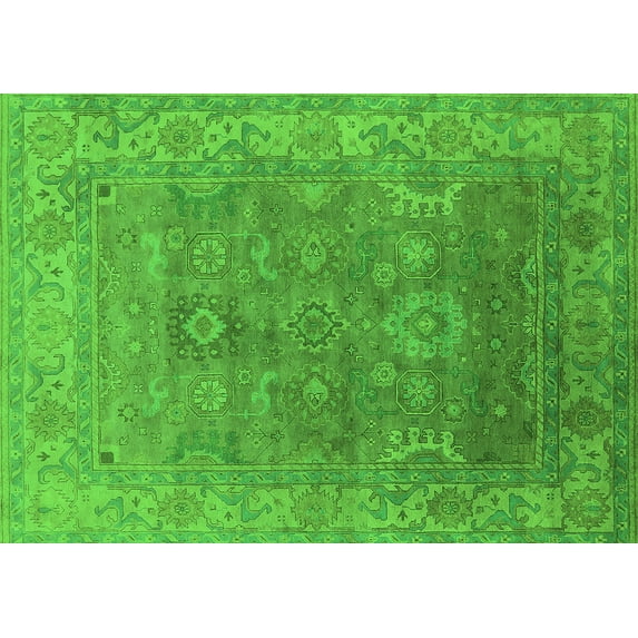 Ahgly Company Indoor Rectangle Oriental Green Industrial Area Rugs, 2' x 5'