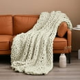 Comtest Chunky Knit Throw Blanket Soft Warm Chenille Blanket, Milk White, 40" x 40"(Single Sofa