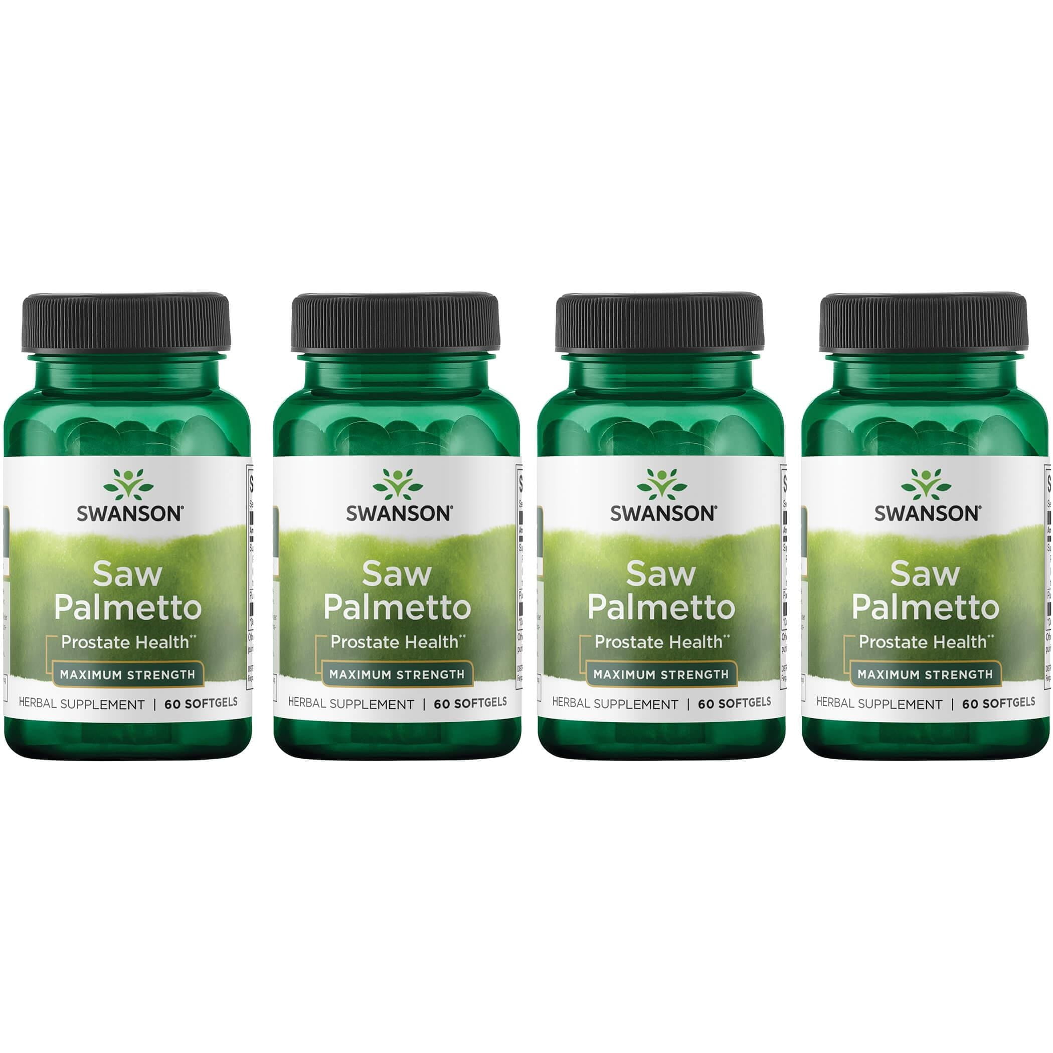 Swanson Saw Palmetto Maximum Strength 320 mg 60 Sgels 4 Pack