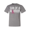 thumbnail image 2 of Wild Bobby Son of A Warrior Breast Cancer Ribbon Breast Cancer Awareness Men Tee, Heather Grey, 4X-Large, 2 of 6
