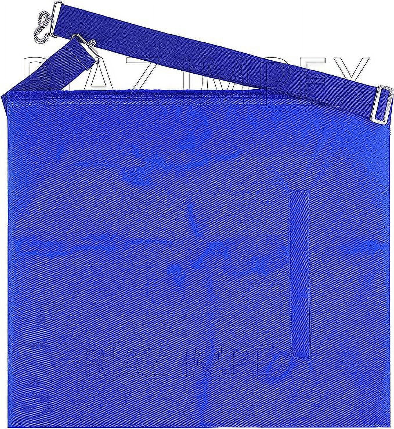 Masonic Master Mason Embroidered Apron Blue Border With White Faux Leather Interior