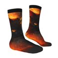 thumbnail image 4 of Yiaed Red And Blue Fire Cat Print Great elasticity Crew Socks Sports socks for Men and Women, 4 of 5