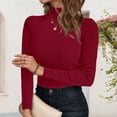 thumbnail image 4 of Pulls pour Femmes 2025 Chandail Col Roulé Ajusté Manches Longues Haut Tricoté Blouse Décontractée Automne Hiver, 4 of 6