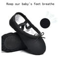 thumbnail image 4 of Stelle Canvas Ballet Shoes Spit Dance Slippers Flats Yoga Adjustable Bowknot Dance Shoes for Toddler Girls,Black,9 Toddler, 4 of 7